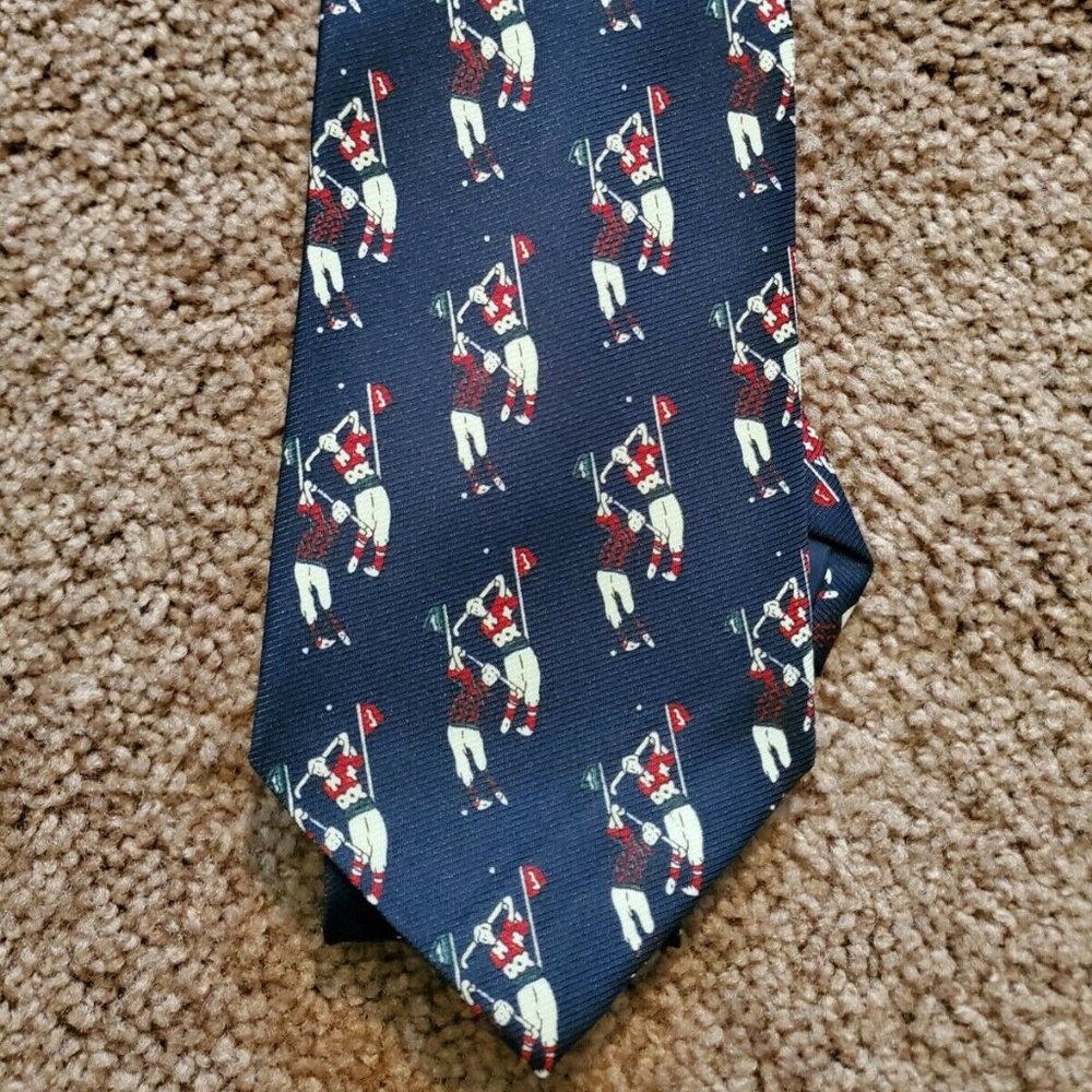Mens Silk Tie Diamond Silks Handmade Silk Necktie Tie Golf Swing pattern